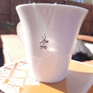 Dainty Bow Skull Necklace